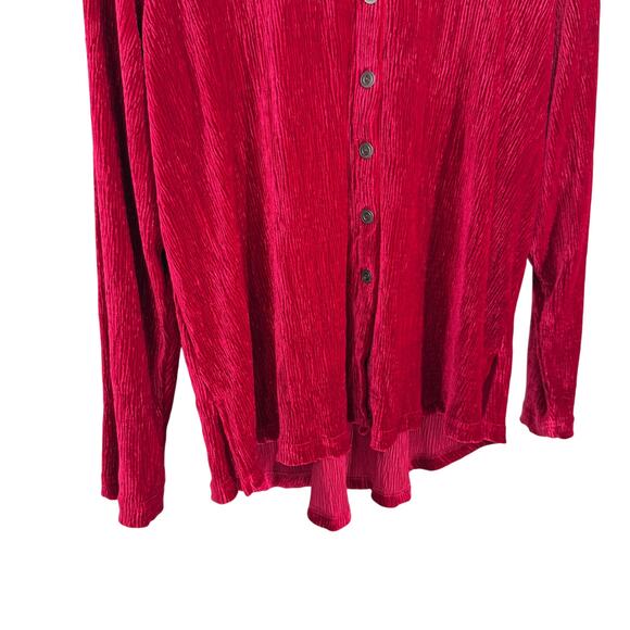 NEW NWT Ali Miles Large Vibrant Red Velvet Wearable Art Christmas Shirt Top - Picture 5 of 8